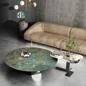 Tables basses rondes en marbre vert exotique <span class=keywords><strong>de</strong></span> qualité supérieure HDSTONE pour villas <span class=keywords><strong>de</strong></span> luxe, hôtels, salons, vente en gros - Product Image 4