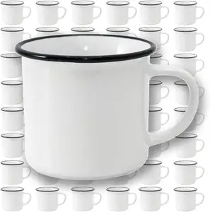 Taza de café esmaltada para viaje, diseño de logotipo personalizado, reutilizable, irrompible, para impresión por sublimación