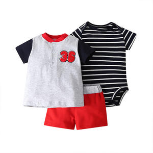 Ensemble de vêtements pour bébé garçon de 6 à 24 mois, short, chemise, barboteuse, 3 pièces, vêtements d'été - Product Image 2