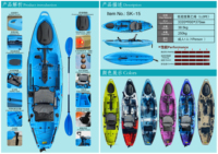 Les pêcheurs à pédales à rabat de mer non gonflables sont assis sur le kayak de pêche en plastique avec des pédales conduisent un venta unique fabriqué en Chine