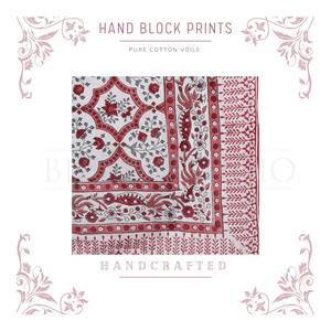 Pareo de Algodón con Estampado a Mano en Rojo Baya y Rosa Coral para Mujer, Ligero, para Usar como Cubrebañador, Ropa de Playa y Resort para el Verano - Product Image 3