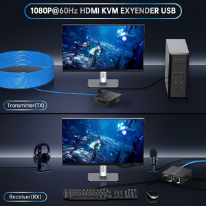 1080P <span class=keywords><strong>HDMI</strong></span> KVM Extender 50m USB 2.0 Extender 2 ports USB Extender sur Cat5e Cat6 RJ45 - Product Image 2