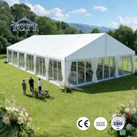 Tente de réception extérieure en alliage d'aluminium et tissu PVC, construction manuelle, pour événements