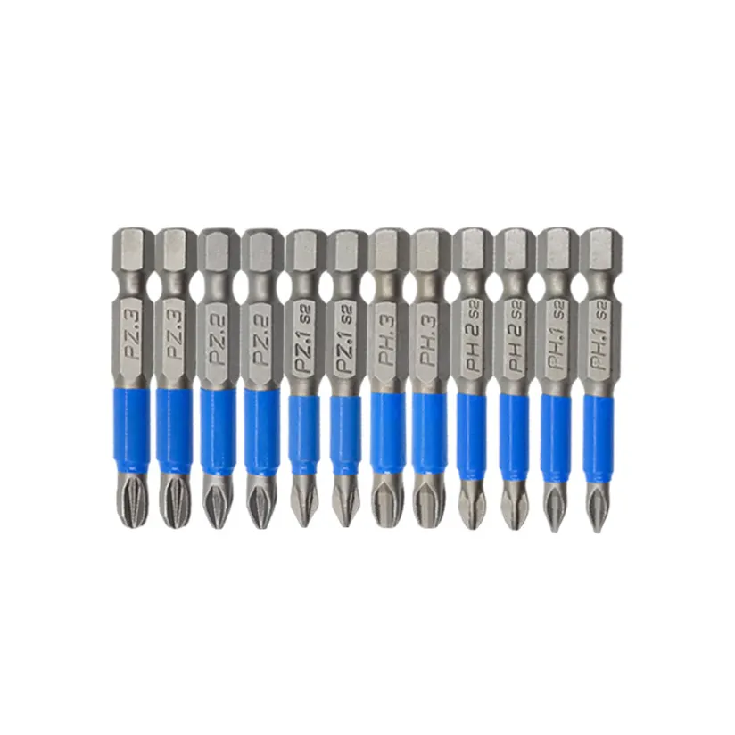 Set di punte a gambo esagonale di alta qualità 10 pezzi accessori per utensili elettrici con gomma blu