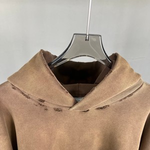 High Quality Custom <b>Vintage</b> <b>French</b> Terry Oversized Hoody Heavyweight Sun Faded 450 Gsm Blank Acid Washed Distressed Hoodie - Product Image 4