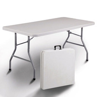 Pieds de table pliants réglables en hauteur, portables, en plastique blanc et acier inoxydable, pour pique-niques et fêtes