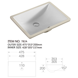 카운터 화장대 분지 세라믹 언더마운트 싱크대 욕실 세면대 직사각형 세면대 싱크대 아래 사용자 정의 - Product Image 6