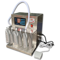 Machine de remplissage semi-automatique à 2 têtes pour sachets de lessive liquide de 2L et 5L avec bec verseur