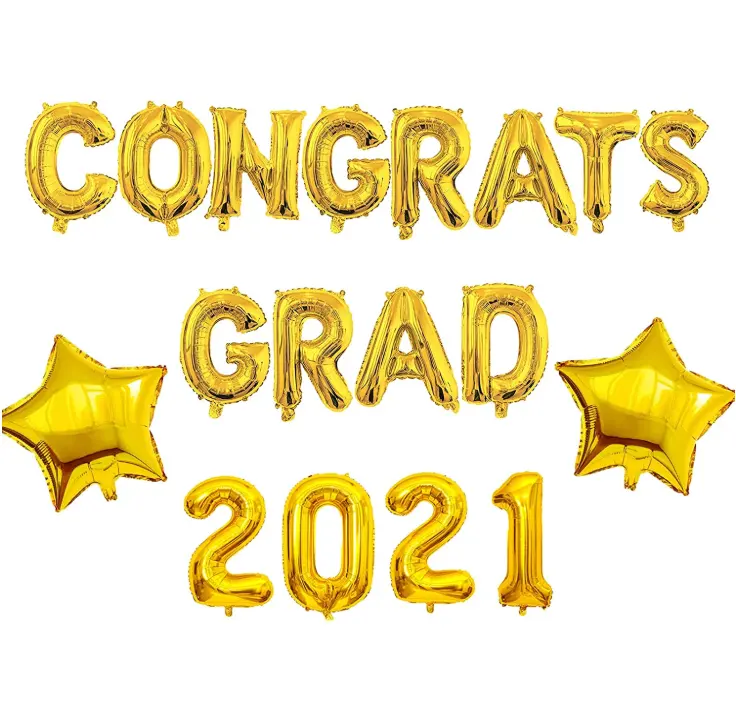 Silver Rose Gold 2024 Graduation Theme Congrats Letter number Foil Balloons set for Graduation celebration Party Decor supplies