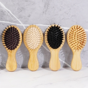 Mini <span class=keywords><strong>Cepillo</strong></span> Portátil de Bambú con Dientes Anchos para Peinar, Peine Antiestático con Cojín de Aire y Logotipo Personalizado para Desenredar - Product Image 1