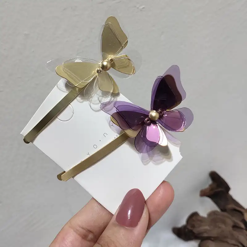 Bingyuetong — épingle à cheveux papillon violet, barrette pour femmes et filles, accessoires capillaires, bijoux, nouveau style, 2020