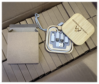Kit de câbles de charge multifonctionnels en bambou écologique avec logo personnalisé, chargeur rapide 60W, ensemble de câbles de données USB Type C 6 en 1 pour les voyages