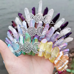มงกุฎคริสตัลรูปพระจันทร์ประดับอัญมณีธรรมชาติเคลือบสีสันสวยงามสำหรับเครื่องประดับผม - Product Image 1