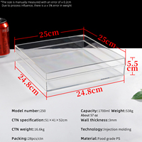 Boîte à dragées transparente pour macarons et friandises, étui cadeau carré en PS avec couvercle 1700 ml pour boutique, boulangerie et fournitures de fête