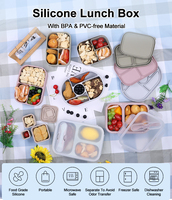 Récipient alimentaire 100% écologique de qualité alimentaire sans Bpa avec logo personnalisé Ensemble de boîtes à lunch pour enfants en acier inoxydable silicone silicone Bento