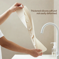 Penahan Cipratan Air Silikon untuk Wastafel Dapur, Pemasangan dengan Suction Cup, Penghalang Anti-Cipratan Air untuk Area Cuci Piring Dapur