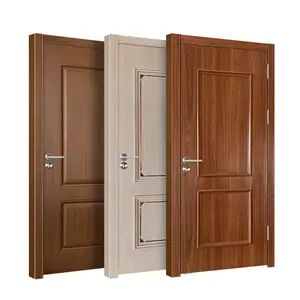 Factory Wholesale Melamine Wooden Door MDF HDF Wood Door Skin Panel Prehung With Handle Price