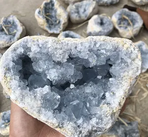 Hot Selling Groothandel Grote Crystal Clusters Geodes Celestite Cluster Natuurlijke Blauwe Calciet Voor Decoratie