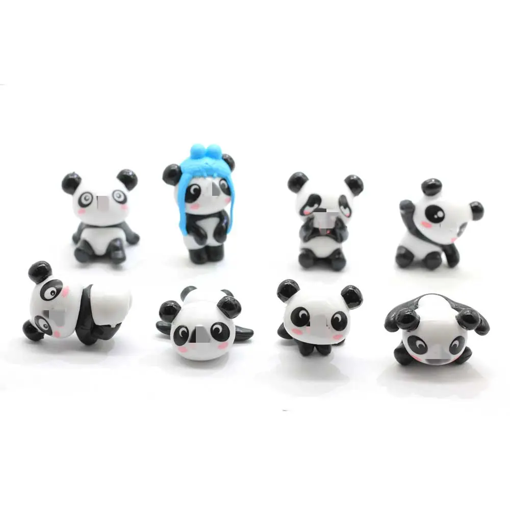 8 pezzi Kawaii Panda Craft in miniatura per figure di terrari fai da te muschio paesaggio fata giardino accessori giocattoli per bambini