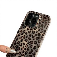 Coque de téléphone rigide électroplaquée à imprimé léopard pleine surface pour 17 Pro Max ; Antichoc pour modèles 16/15/14 Pro ; Tendance