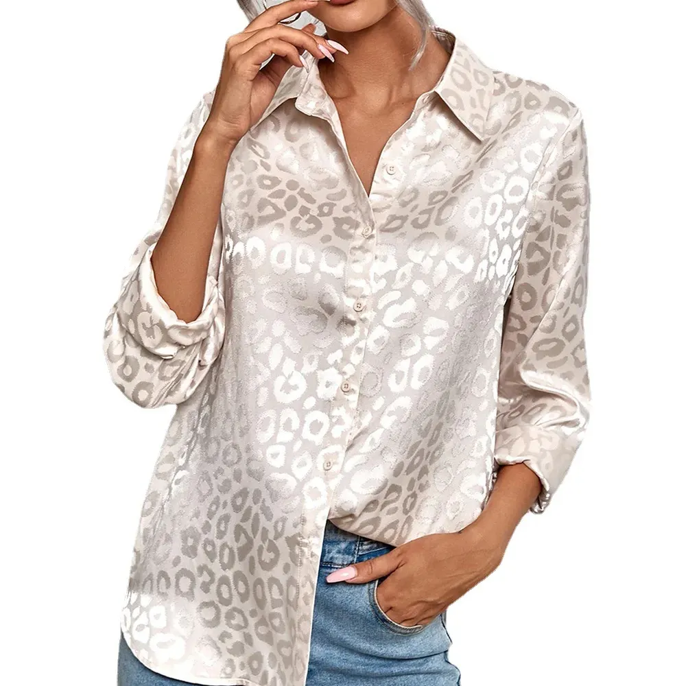 Groothandel Meisjes Blouses En Shirts Mode Luipaard Lange Mouw Nieuwe Vrouwen Blouse