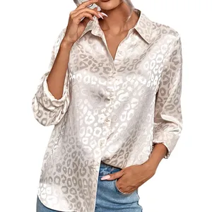 Venta al por mayor Blusas y camisas para niñas Moda Leopardo Tops de manga larga Nueva blusa de mujer