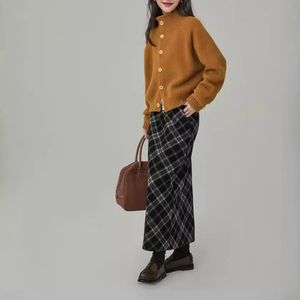 Novo <span class=keywords><strong>Cardigan</strong></span> Feminino de Lã de <span class=keywords><strong>Alpaca</strong></span> Estilo Retrô Japonês e Coreano com Gola Alta - Product Image 4