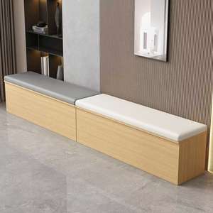 Upholstered Storage Bench Long Shoe Rack With <b>Cushion</b> For Entryway Living Room - Product Image 1