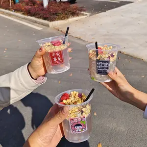 ถ้วยชาและชามฟองพลาสติก PET แบบใช้แล้วทิ้งสำหรับโจ๊กรากบัวบรรจุภัณฑ์เยลลี่น้ำแข็งเกี๊ยวเคลือบยูวีขนาด16ออนซ์ - Product Image 3