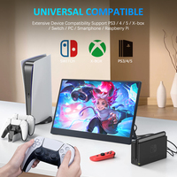 Écran tactile étendu FHD de 15,6 pouces pour ordinateur portable PC PS4 Xbox Switch avec support réglable, moniteur de jeu portable