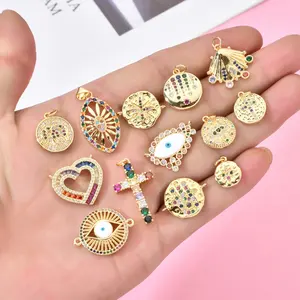 Wholesale High Quality Gold Plated Turkish evils eye pendant jewelry replaceable charms for DIY Jewelry Making