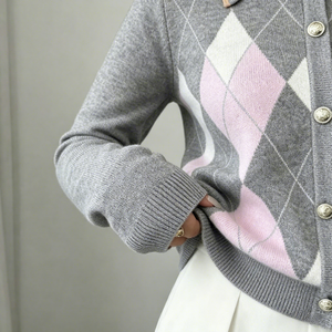 Cardigan en <span class=keywords><strong>laine</strong></span>/cachemire pour femme, hiver, gris <span class=keywords><strong>rose</strong></span>, col rabattu, bouton unique, manches longues, style business décontracté, école, quotidien - Product Image 5