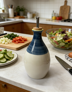 Distributeur d'huile d'olive et de vinaigre en céramique, anti-fuite, qualité alimentaire, pour cuisine et fêtes, 400 ml, avec bec verseur et bouchon - Product Image 3