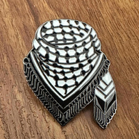 Épinglette en métal personnalisée en alliage de fer et de zinc, badge arabe musulman, keffiyeh, carte de Palestine, émail