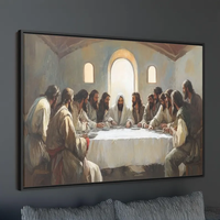 Impression sur toile encadrée personnalisée de la Cène, art mural moderne, peinture à l'huile, décoration chrétienne pour la maison, Christ et 12 apôtres