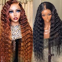 Perruque pour femme en cheveux brésiliens bouclés 100% vierges Remy, 30-40 pouces, ondulations profondes lâches, 13x6 HD transparent pour perruque, dentelle complète 360