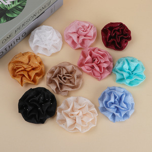 Fleur en tulle seersucker motif rose 8 cm, faite à la main, pour accessoires capillaires DIY, corsages, fleurs pour chaussures et décorations vestimentaires - Product Image 3