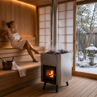Chauffe-sauna à bois robuste Warmfire à alimentation externe 12KW avec réservoir d'eau en acier inoxydable 304 pour salle de sport commerciale et appartement