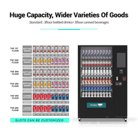 Máquina Expendedora de Diseño Duradero, Tienda Autoservicio 24 Horas, Máquina Expendedora Combinada para Alimentos y Bebidas para Exteriores con Pago con Fichas/Monedas/Efectivo