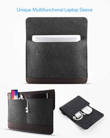 Étui pour ordinateur portable en cuir PU personnalisé en gros, sacoche pour tablette en feutre, sac de transport durable, étui pour ordinateur portable en feutre avec couvercle à fermeture