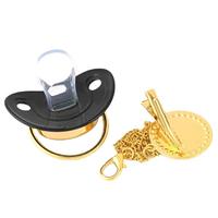 Sucette bébé noire scintillante avec clip métallique, motif personnalisé écologique, sucette lisse pour nourrisson avec boîte cadeau colorée