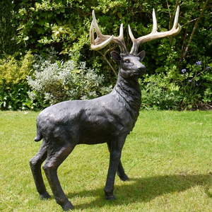 Personalizzato a grandezza naturale Cast bronzo dorato posizione in piedi guardando indietro Buck bronzo bronzo cervo maschio statua di cervo scultura animale - Product Image 4