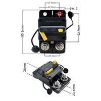 Disjoncteur DC 12V étanche à réinitialisation manuelle, capacité de coupure 100A, fusible en cuivre, goujon M8 pour voiture et bateau