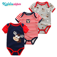 Combinaison unisexe pour nouveau-né Kiddiezoom, en pur coton, body triangulaire pour bébé, combinaison à manches courtes, boutons cachés