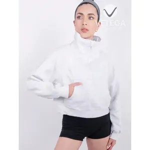 Sweat-shirt de sport léger à demi-zip pour femme Vetega - Polyester, manches longues, style décontracté avec poche - Product Image 2