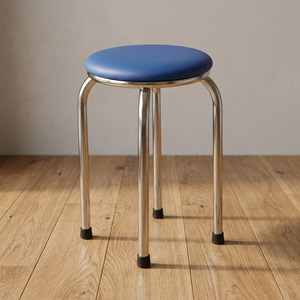 Tabouret ottoman industriel réglable en acier inoxydable avec siège rembourré, confortable et facile à ranger, capacité de charge de 150 kg - Product Image 3