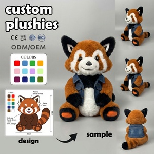 Produttore di Giocattoli in Peluche Personalizzati con MOQ Basso, Giocattoli Animali Imbottiti, Panda Rosso in Peluche con Occhi Ricamati, Bambola Morbida con Fodera in Rete - Product Image 6
