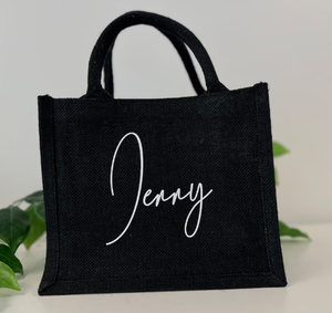 Bolsa de mano reutilizable de cáñamo de lino de yute negro El mejor uso diario Bolso de fin de semana de playa Compras de comestibles Viajes-Promocional - Product Image 3