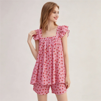 Ensemble de pyjama d'été léger et doux pour femme, décontracté, imprimé à carreaux fruités, vêtements d'intérieur écologiques personnalisables