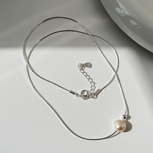 Collar de Perlas de Agua Dulce Naturales de Plata de Ley S925 Wenchi para Mujer, Colgante de Lujo de Alta Gama con Cadena para Clavícula, China - Product Image 5